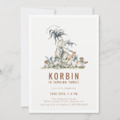 Prehisti Dinosaur Theme Birthday Party Invitati Kaart (Voorkant)