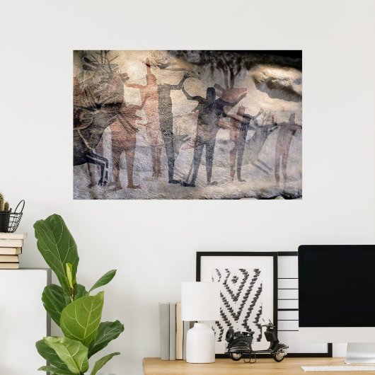 PREHISTORIC CAVE PAINTING POSTER (Thuiskantoor)