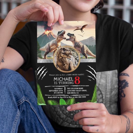 Prehistoric Dinosaur T-rex Birthday Party Kaart