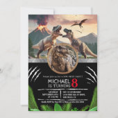 Prehistoric Dinosaur T-rex Birthday Party Kaart (Voorkant)