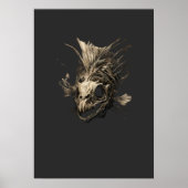 Prehistoric Fish Skull Grunge Dark Art Poster (Voorkant)