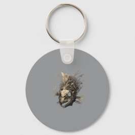 Prehistoric Fish Skull Grunge Dark Art Sleutelhanger