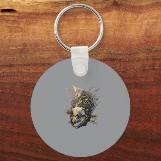 Prehistoric Fish Skull Grunge Dark Art Sleutelhanger (Voorkant)