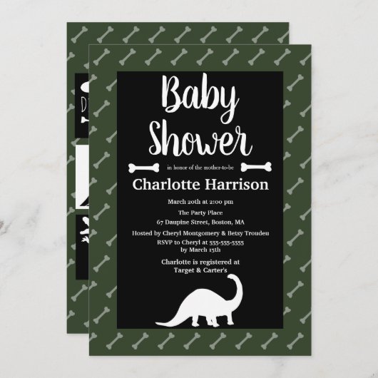 Prehistorisch Baby shower Dinosaurs Kaart (Voorkant / Achterkant)