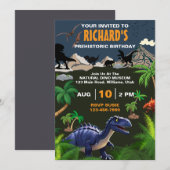 Prehistorisch dinosaur thema verjaardagsfeest kaart (Voorkant / Achterkant)