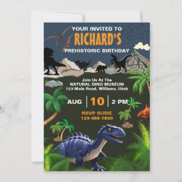 Prehistorisch dinosaur thema verjaardagsfeest kaart