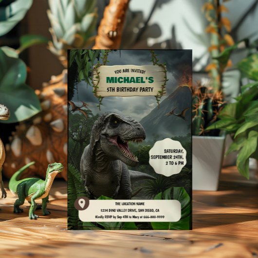 Prehistorisch Dinosaurus T-rex Verjaardagsfeestje Kaart