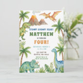 Prehistorisch dinosaurus verjaardagsfeest kaart (Staand voorkant)