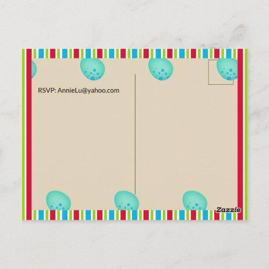 Prehistorisch Dinosaurus Verjaardagsfeestje Briefkaart (Achterkant)