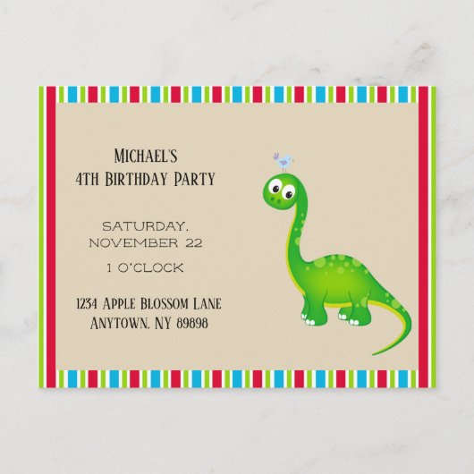 Prehistorisch Dinosaurus Verjaardagsfeestje Briefkaart (Voorkant)