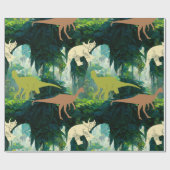Prehistorisch Oerwoud Dinosaurs Cadeaupapier (Vlak)
