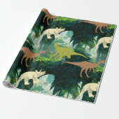 Prehistorisch Oerwoud Dinosaurs Cadeaupapier (Uitgerold)