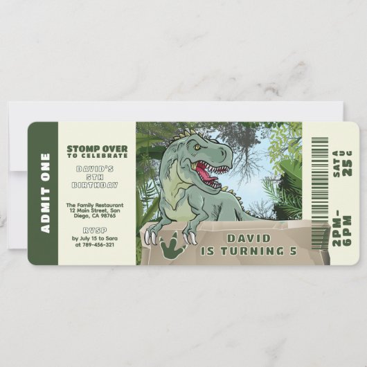 Prehistorisch Oerwoud T-rex Dinosaur Thema Verjaar Kaart (Voorkant)