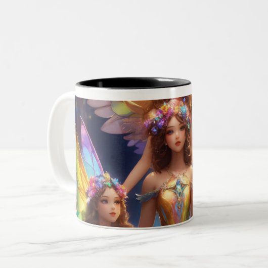 Prehistorisch plezier ontmoet moderne stijl! tweekleurige koffiemok (Voorkant links)