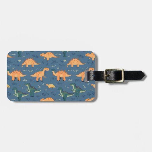 Prehistorisch t rex dinosauruspatroon bagagelabel (Voorkant horizontaal)