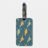 Prehistorisch T rex dinosauruspatroon Bagagelabel (Achterkant verticaal)