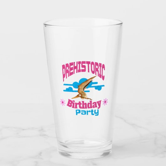 Prehistorisch Verjaardagsfeestje Grappige Pterodac Glas (Voorkant)
