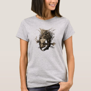 Prehistorisch Vissen Schedel Grunge Donkere Dames T-shirt