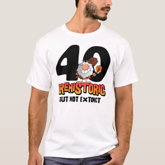Prehistorische 40e verjaardag t-shirt (Voorkant)