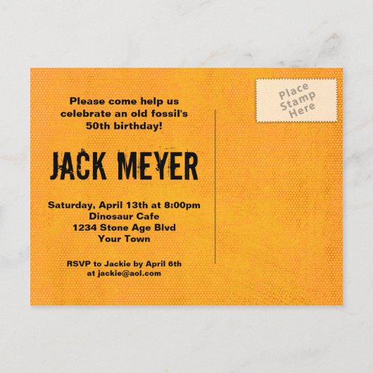 Prehistorische 50e verjaardag Briefkaart (Achterkant)