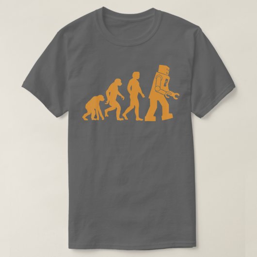 Prehistorische Ape aan aap tot Man aan robot Evolu T-shirt (Design voorkant)