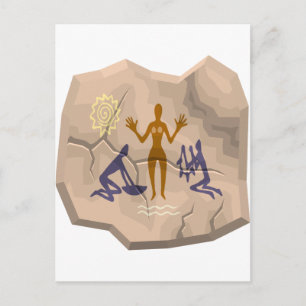 Prehistorische Cave Drawing Woman & Serstaff Briefkaart
