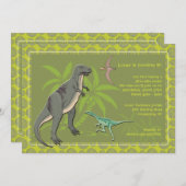 Prehistorische creaties Dinosaur-uitnodigingen Kaart (Voorkant / Achterkant)