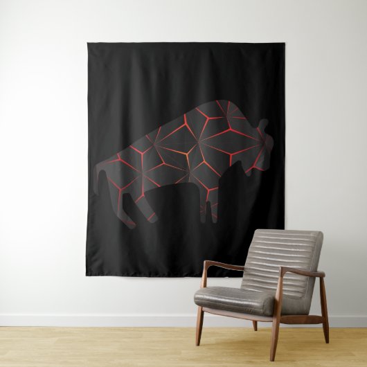 Prehistorische dieren Fiery Bison Wandkleed (In situ)