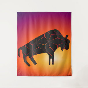 Prehistorische dieren Fiery Bison Wandkleed
