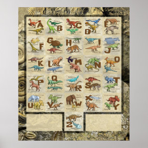 Prehistorische dieren met dinosaurussen Alphabet Poster