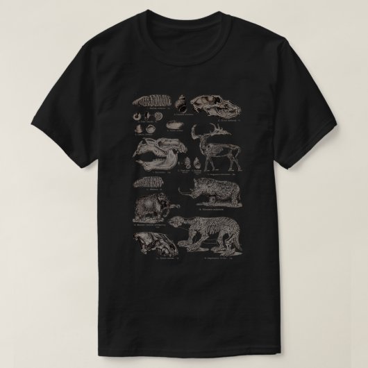  prehistorische dieren Skeletten en Fossielen T-shirt (Design voorkant)