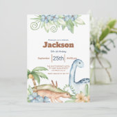 Prehistorische dieren Verjaardag uitnodiging (Staand voorkant)