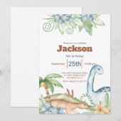 Prehistorische dieren Verjaardag uitnodiging (Voorkant / Achterkant)