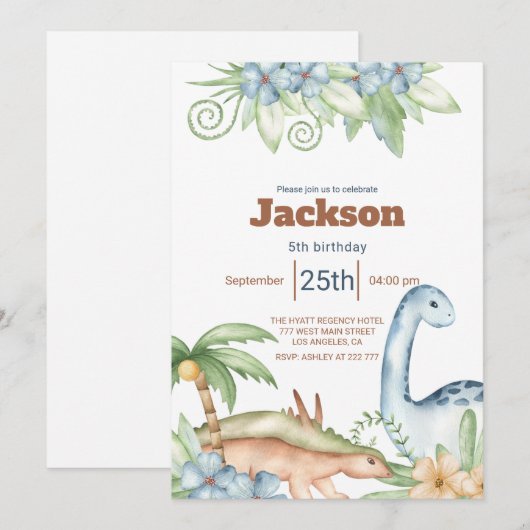 Prehistorische dieren Verjaardag uitnodiging (Voorkant / Achterkant)