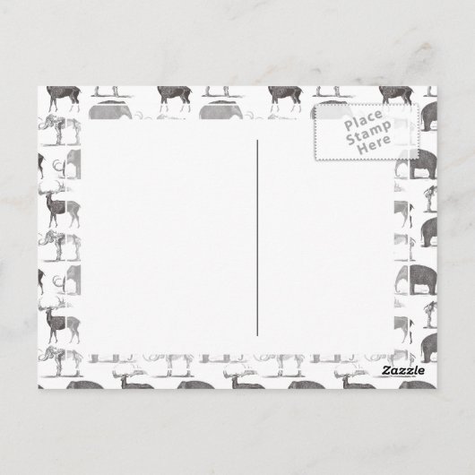 Prehistorische dieren - Wooly Mammoth en Megaceros Briefkaart (Achterkant)