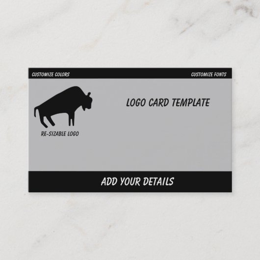 Prehistorische dieren Zwarte Buffalo Bison Visitekaartje (Voorkant)