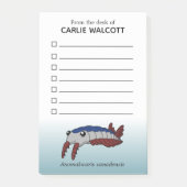 Prehistorische dierlijke anomalocaris met checklis post-it® notes (Voorkant)