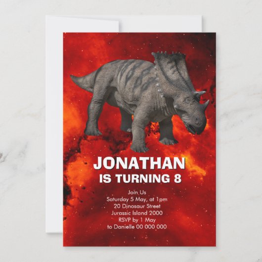 Prehistorische Dinosaur Birthday Party Kaart (Voorkant)