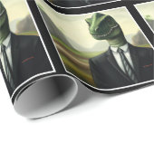 Prehistorische Dinosaur Businessman, Fun AI Genera Cadeaupapier (Rol Hoek)