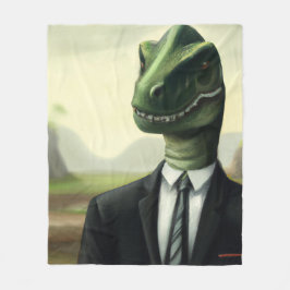 Prehistorische Dinosaur Businessman, Fun AI Genera Fleece Deken