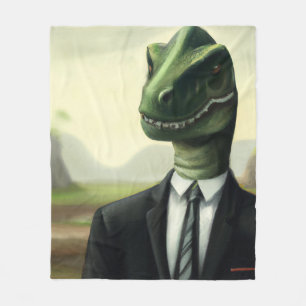 Prehistorische Dinosaur Businessman, Fun AI Genera Fleece Deken