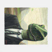Prehistorische Dinosaur Businessman, Fun AI Genera Fleece Deken (Voorkant (Horizontaal))