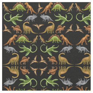 Prehistorische Dinosaur Paleo Dark Fabric Stof