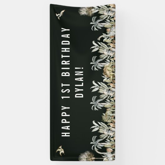 Prehistorische Dinosaur Theme Birthday Banner (Verticaal)