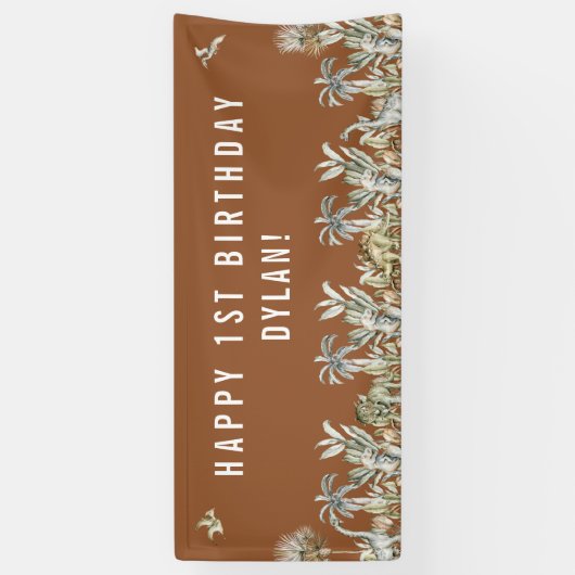 Prehistorische Dinosaur Theme Birthday Banner (Verticaal)