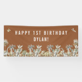 Prehistorische Dinosaur Theme Birthday Banner (Horizontaal)