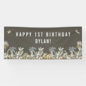 Prehistorische Dinosaur Theme Birthday Banner (Horizontaal)