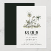 Prehistorische Dinosaur Theme Birthday Party Kaart (Voorkant / Achterkant)