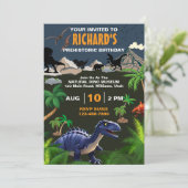 Prehistorische Dinosaur Theme Birthday Party Kaart (Staand voorkant)
