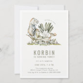 Prehistorische Dinosaur Theme Birthday Party Kaart (Voorkant)